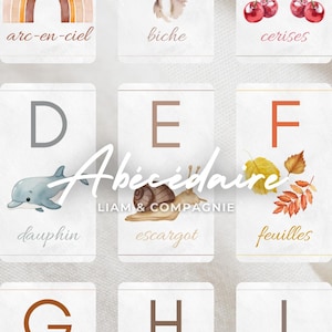 104 cartes illustrées, cartes éclair, cartes flash, nomenclature, Montessori, abécédaire, aquarelle, animaux, activités imprimables, imagier