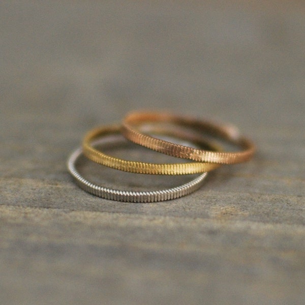 Guitar String Ring, Stacker Ring, Midi Ring, Knuckle Ring, Thin Ring, Skinny Ring, Hammered Ring, Stacking Rings, Copper Ring, Bronze Ring