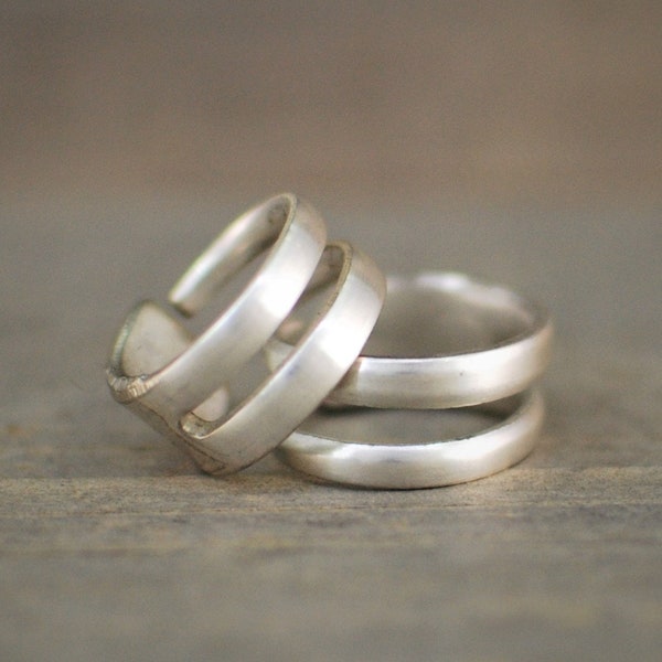 Vork ring, zilveren vork ring, vork Tine ring, dubbele ring, gepersonaliseerde ring, zilverwerk sieraden, zilveren Boho ring, gerecycleerde vork ring