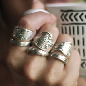 Personalized Silver Spoon Ring, Fancy Spoon Ring, Vintage Spoon Ring, Spoon Rings, Silverware Jewelry, Personalized Ring, Spoonring