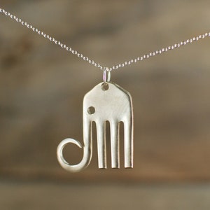 Elephant Fork Pendant, Silver Elephant Pendant, Elephant Necklace, Elephant Pendant, Silverware Jewelry, Silverware Art, Fork Elephant