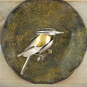 Welded Bird Sculpture, Silverware Bird, Bird Made From Silverware, Bird Lover Gift, Songbird Art, Bird Wall Art, Jay Bird Sculpture