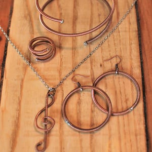 Jewelry Set, Piano String Jewelry, Piano Recital Gift, Piano Wire Jewelry, Piano String Bracelet, Piano Wire Earrings, Piano Wire Bracelet