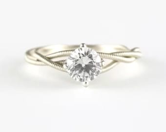 Guitar String Engagement Ring, Purity Ring, Birthstone Ring, Guitar String Jewelry, Unique Engagement Ring, Guitar Gifts, Wedding Ring