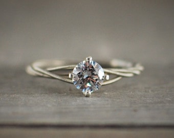 Guitar String Engagement Ring, Purity Ring, Unique Engagement Ring, Birthstone Ring, Guitar String Jewelry, Guitar Gifts, Wedding Ring