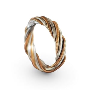 Hammered Guitar String Ring: Recycled Music Jewelry, Gold Silver Copper