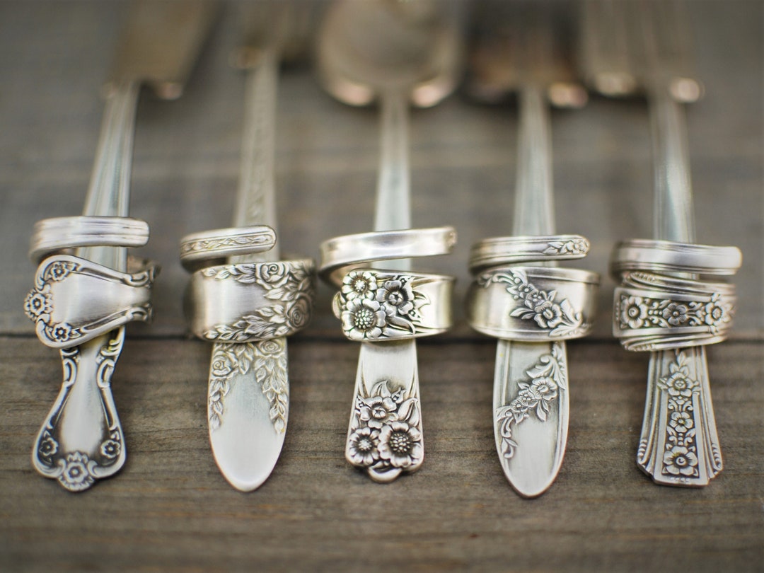 Authentic Silver Spoon Ring: Custom Size and Style Choices, Optional ...