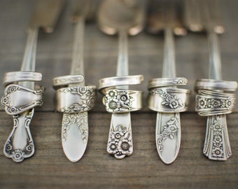 Personalized Silver Spoon Ring, Fancy Spoon Ring, Vintage Spoon Ring, Spoon Rings, Silverware Jewelry, Personalized Ring, Custom Engraving Personalized Silver Spoon Ring, Fancy Spoon Ring, Vintage Spoon Ring, Spoon Rings, Silverware Jewelry, Personalized Ring, Custom Engraving