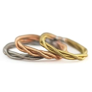 Ring voor gehamerde gitaarsnaren: gerecycled brons zilver koperen sieraden