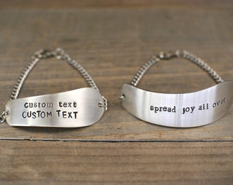 Butter Spreader Bracelet, Bar Bracelet, Dog Tag Bracelet, Custom Stamped Bracelet, Silverware Bracelet, Custom Stamped Jewelry