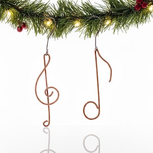 Recycled Piano String Christmas Ornament: Treble Clef, Musical Note
