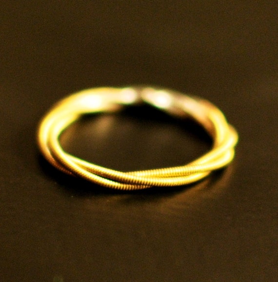 Items similar to Guitar String Ring, Brass Ring, Stacking Ring