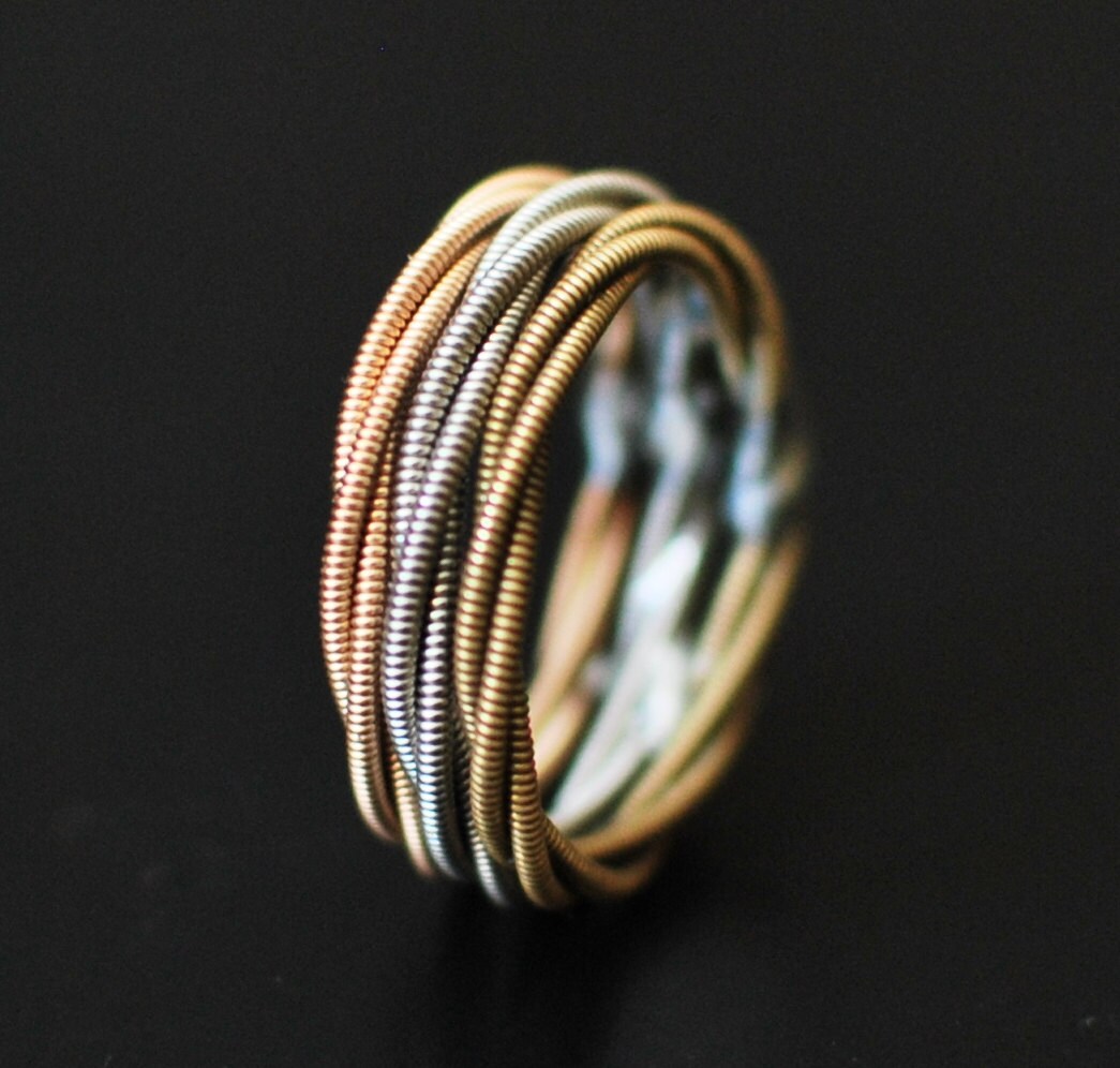 3 Stacked Guitar String Rings Guitar Gifts Stacking Ring Etsy