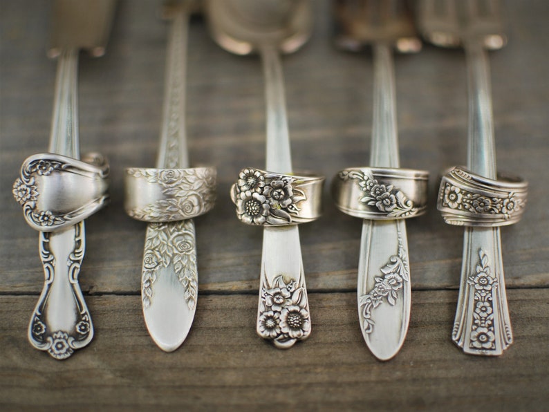 Silver Spoon Ring Floral Spoon Ring Vintage Spoon Ring Etsy