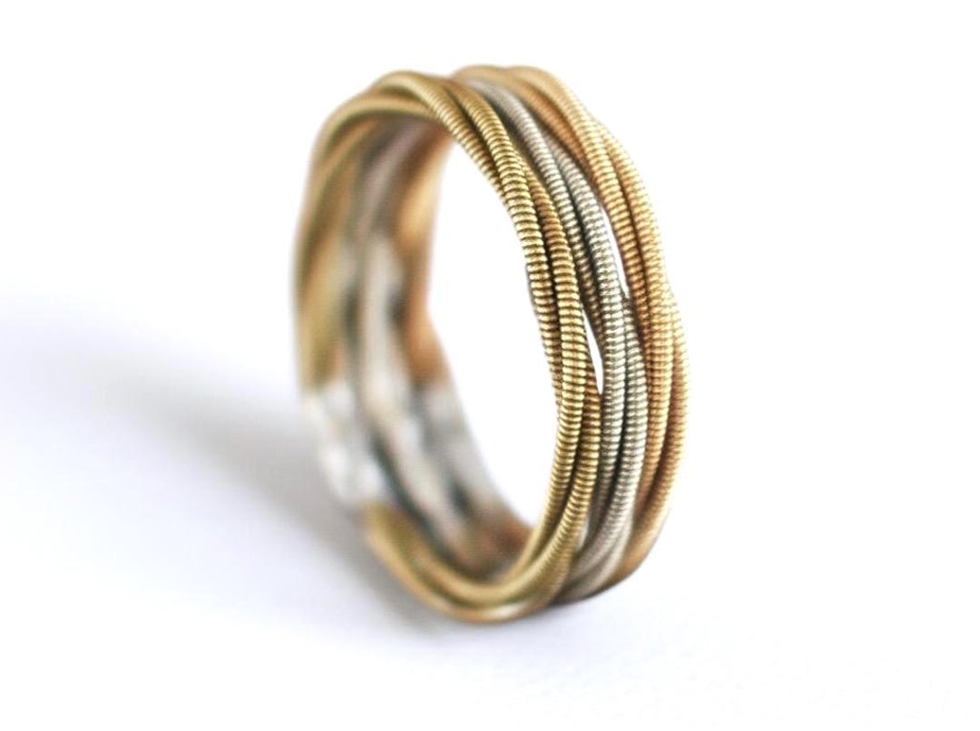Stringading Ring Recycled Guitar String Ring: Bronze, Silver, Copper Stacked Ring - Etsy