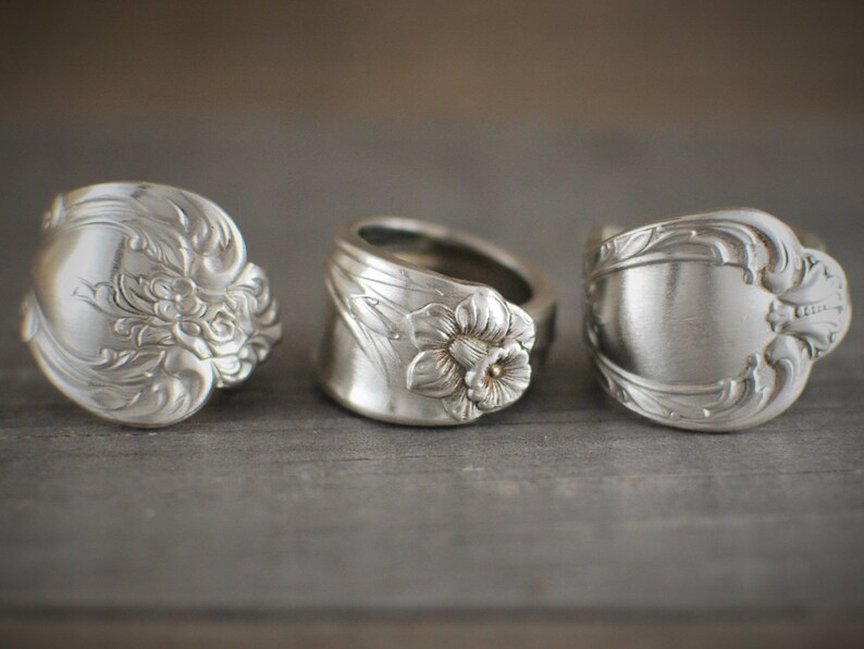 Silver Spoon Ring Floral Spoon Ring Vintage Spoon Ring Etsy