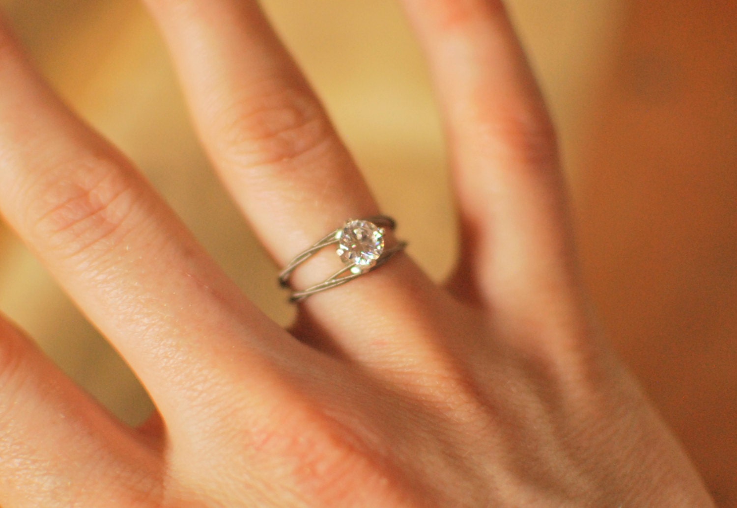 Guitar String Engagement Ring Double Band Purity Ring Etsy