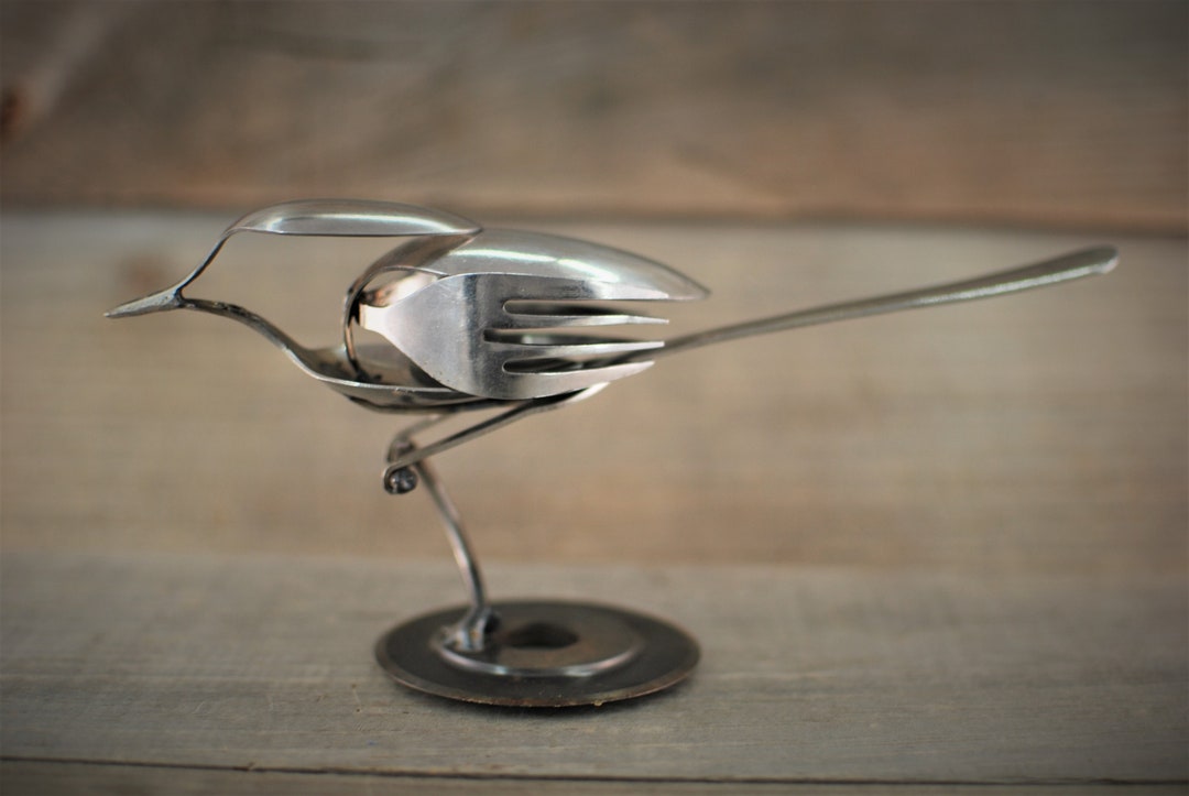 Silverware Bird, Spoon Bird, Silverware Art, Spoon Art, Metal Bird