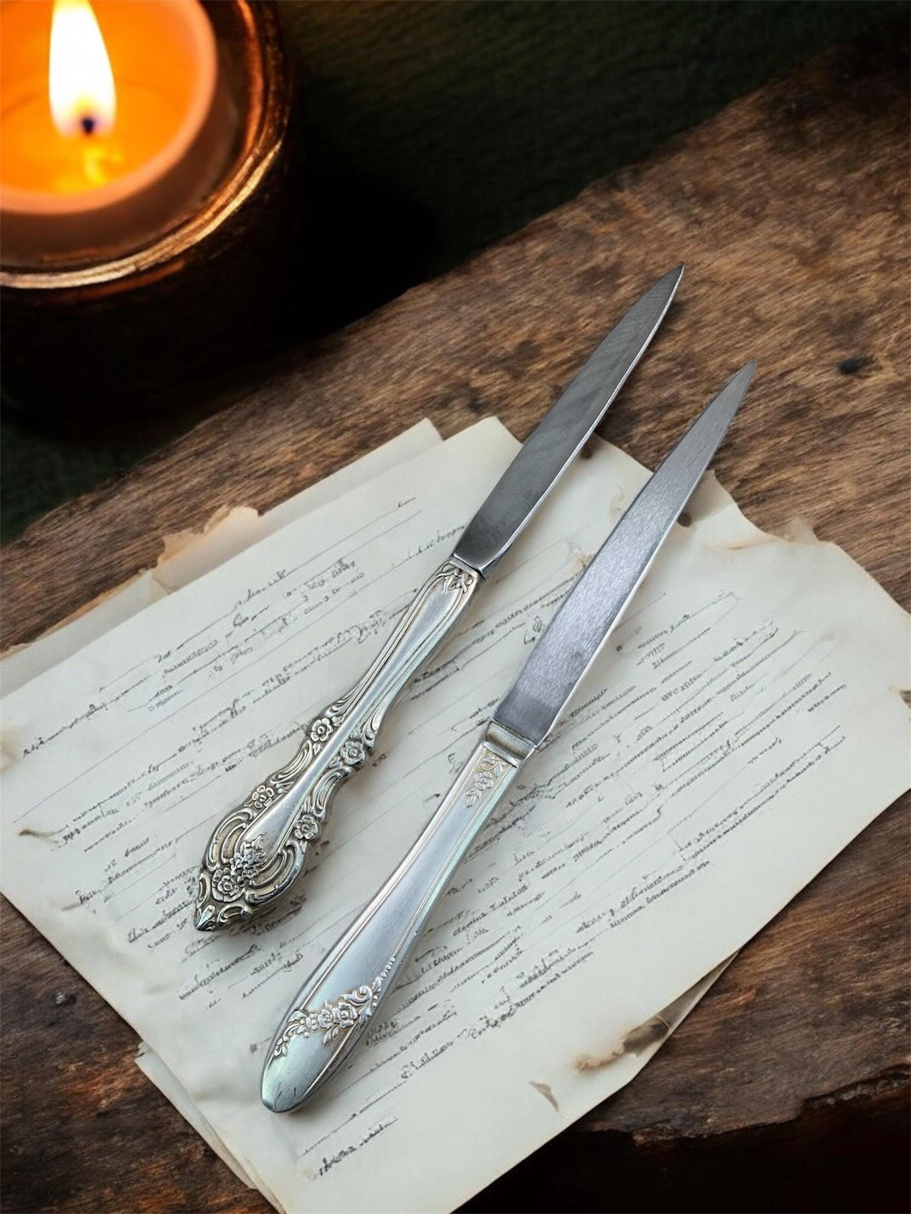 thumbnail image 2 of Lot Of 4 Silver Tone Letter Openers - Gold Chrome Plated Steel 6" Long With Gift Pouches 2 of 3