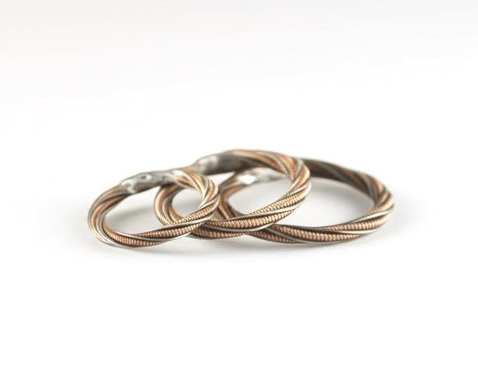 Twisted Guitar String Ring: Recycled Copper Jewelry, Gift for Guitarist