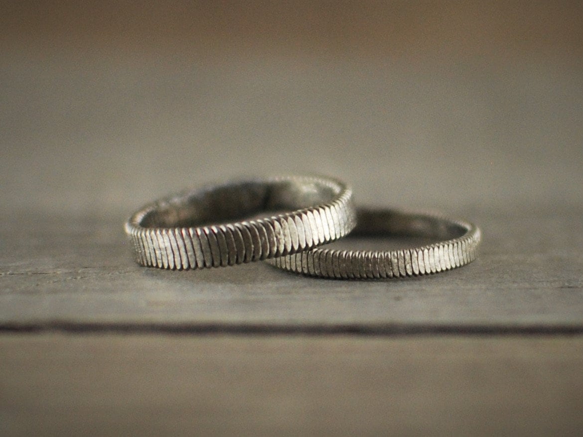 Hammered Flat Bass Guitar String Ring Wedding Band Hammered Etsy