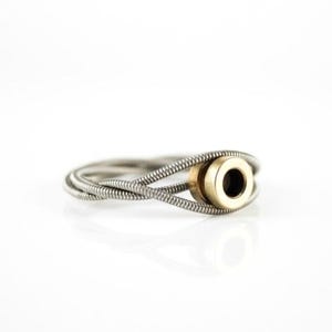 Boho Guitar String Ring: Silver with Brass Accent