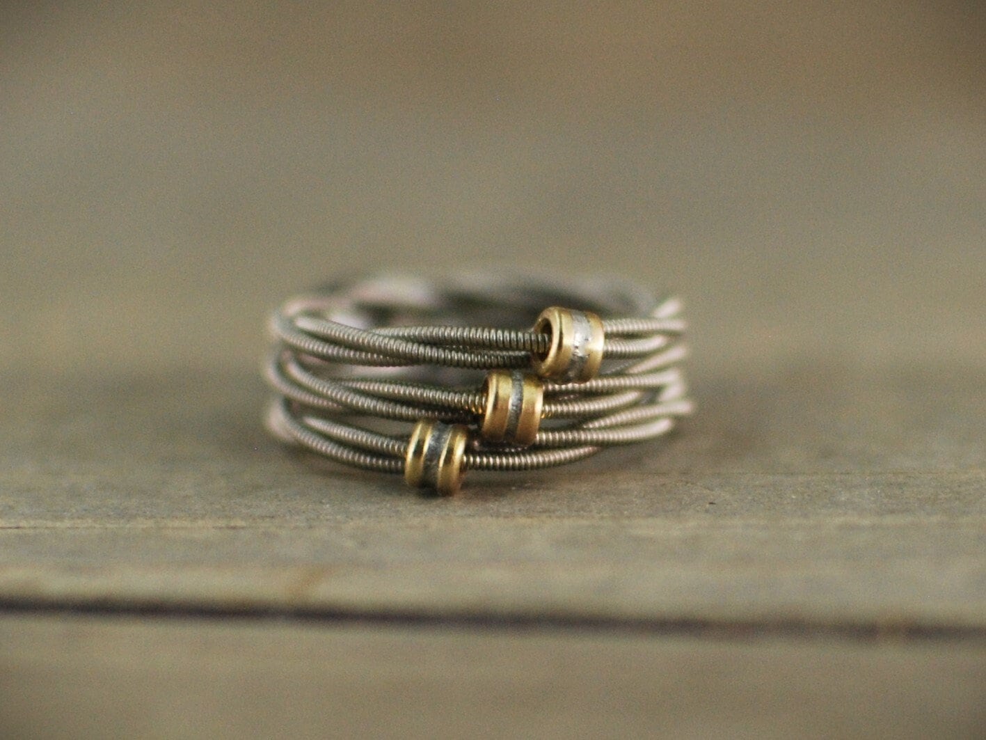 Metal Ring String Instrument 3 Stacked Guitar String Rings, Guitar Wedding Band, Guitar String ...