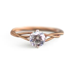 Roségouden gitaarsnarige ring: gerecyclede muzikant sieraden, unieke verlovingsring