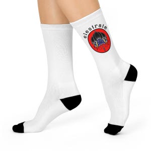 Elestrate Red Sky Umbrella Cushioned Crew Socks, Tattoo Flash Art Socks, Tattoo Art Socks, Tattoo Streetwear, Elestrate Designer Socks