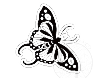 Sticker papillon noir et blanc, Sticker papillon, Sticker tatouage, Sticker art flash, Sticker tatouage papillon, Sticker art tatouage