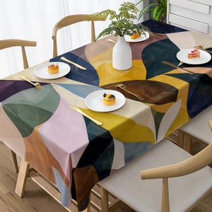 Colorful Abstract Tablecloth: Mid-Century Modern Geometric Design