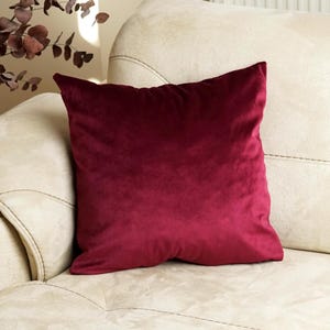 Burgundy Velvet Pillow Cover, Cotton Velvet Cushion Cover, Soft Velvet Pillow, Burgundy Throw Pillow, Burgundy Pillow Cases, Custom Velvet