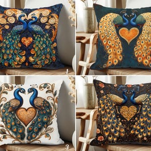 Peacock Throw Pillow Cover: Art Nouveau Style, William Morris Design