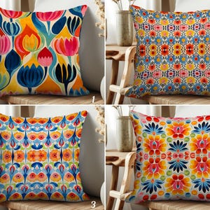 Multicolor Floral Pillow Cover, Abstract Tulip Cushion Cover, Spring Blossom Pillow Slip, Vibrant Floral Cushion Case, Aesthetic Pillow Sham