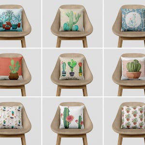 Cactus Pattern Sofa Pillow Covers, Cozy Cacti Cushion Cases, Outdoor Decorative Pillow Sham, Unique Home Decor, Gift for Desert Plant Lovers