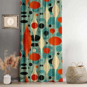 Geometrisch bedruckte Vorhänge: Mid Century Modern Boho (Rod Pocket, Tülle, Verdunkelnd)