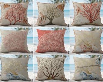 Copricuscini per esterni in corallo costiero: decorazioni nautiche per patio - Copricuscini impermeabili