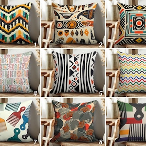 African Ethnic Cushion Cover, Tribal Throw Pillow Cover, Colorful Comb Pattern Pillow Case, Traditional Living Room Pillow Sham, Boho Decor