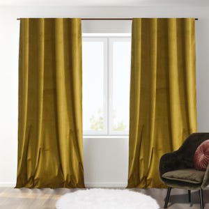 Mustard Velvet Curtains, Yellow Velvet Curtain, Custom Size Blackout Curtain, Mustard Curtain for Bedroom, Custom Made Velvet, Luxury Velvet