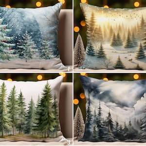 Snöig skog Örngott: Vinternaturscen (soffa- eller ländryggsstorlek)