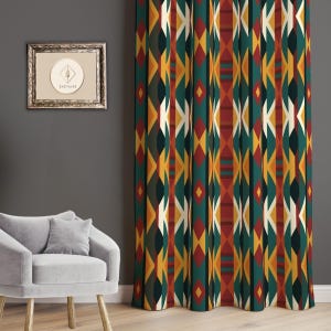 Decorative Ethnic Curtains, Earth Tones Living Room Curtains, Geometric Blackout Curtain Panels, Farmhouse Drapes, Southwestern Home Decor