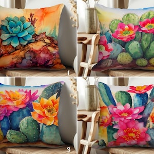 Desert Plant Theme Pillow Cover, Floral Cactus Cushion Cover, Succulent Throw Pillowcase, Boho Cactus Pillow Sham, Southwestern Cactus Decor