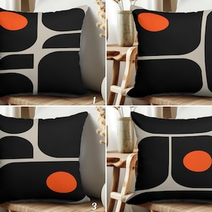 Modern Abstract Pillow Cover, Geometric Cushion Cover, Black Orange Gray Pillowcase, Minimalist Couch Pillow Sham, Modern Boho Home Decor