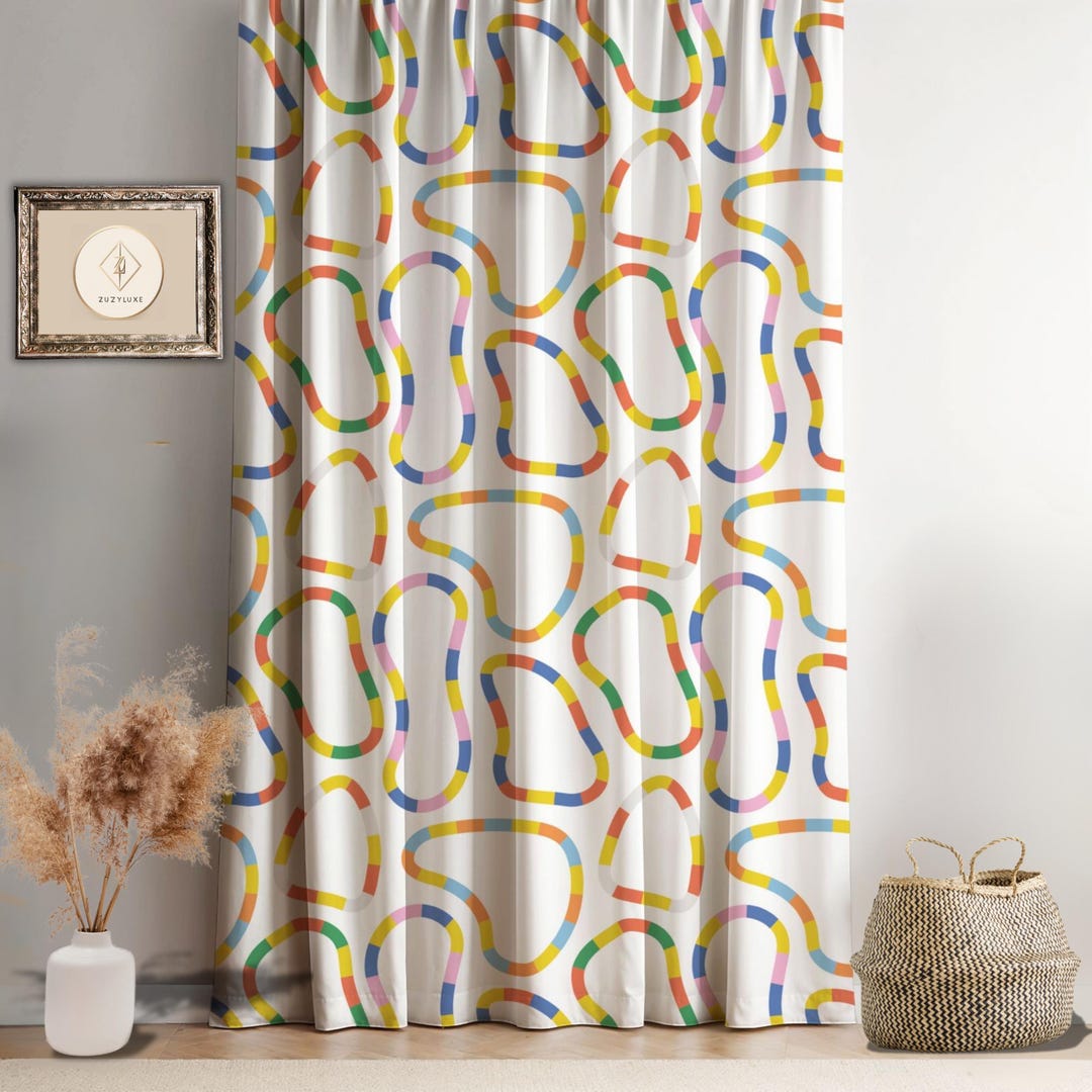 Modern Window Curtain: Funky Rainbow Stripes - Rod Pocket or Grommet - Etsy