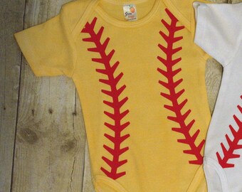 Softball yellow Onesie bodysuit