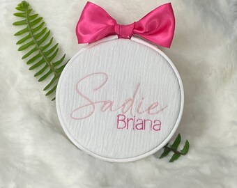 Baby photo prop name tag new baby 4” hoop embroidery.