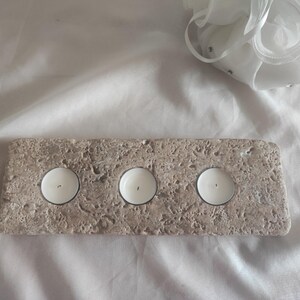 Travertine Triple Candle Holder 100% Natural