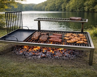 Iron Argentina Grill - BBQ - Luxury Argentine Grill with removable iron modules, Emparrillado con manijas, Asado Argentino.