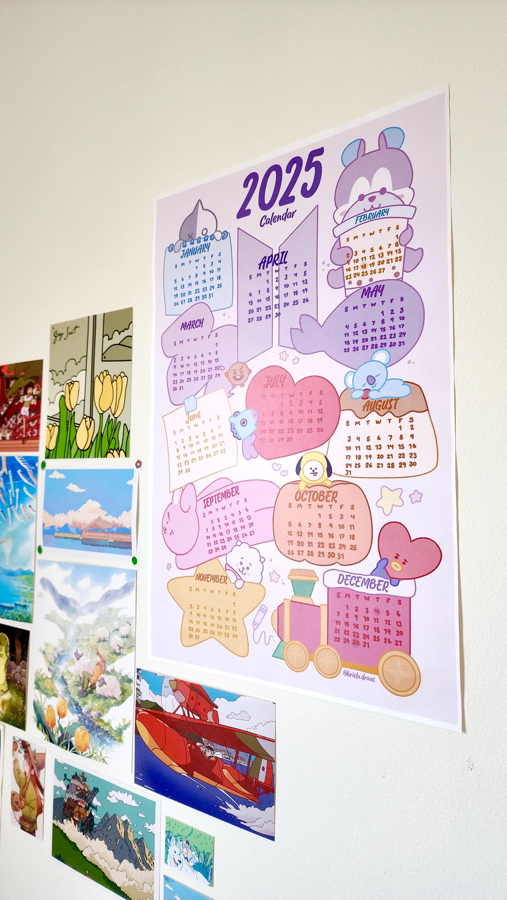 BT21 2025 Calendar Digital Download for Wall Art Instant Download 11"x17" Printable Etsy