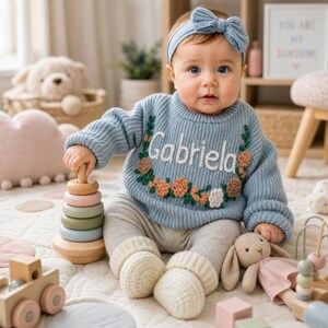 Boutique Baby Knit Sweater | Personalized Name | Handmade Gift